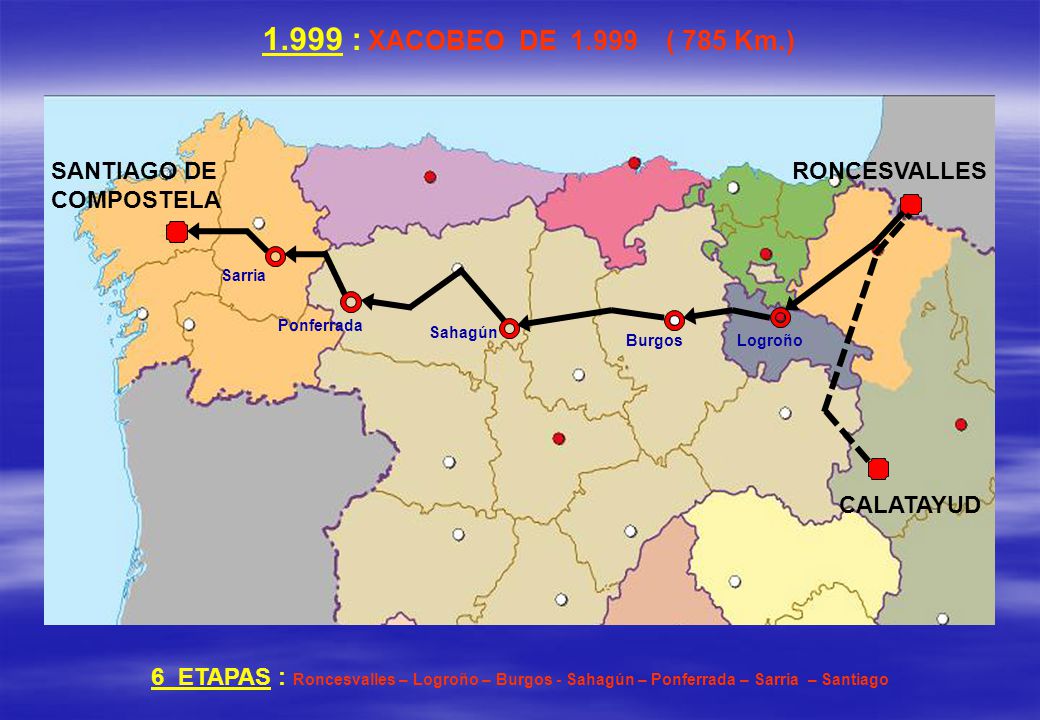 1.999 : XACOBEO DE ( 785 Km.) SANTIAGO DE COMPOSTELA