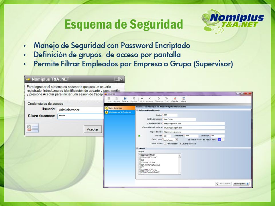 Esquema de Seguridad Manejo de Seguridad con Password Encriptado