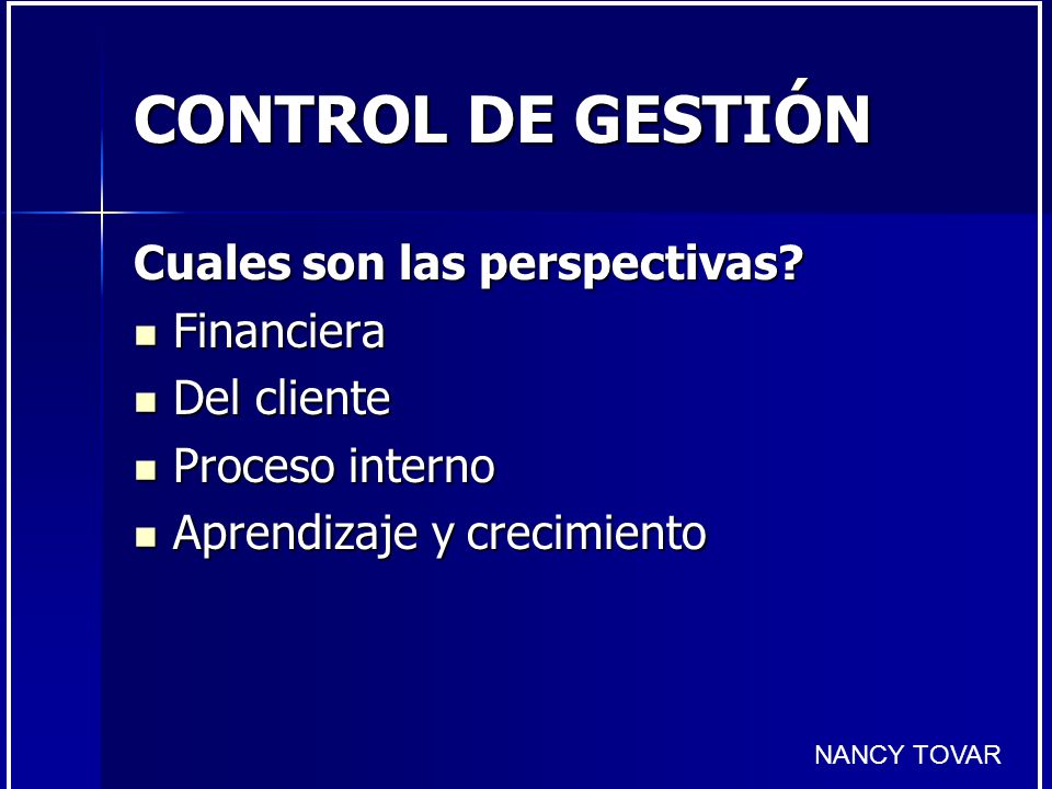 CONTROL DE GESTIÓN Cuales son las perspectivas Financiera Del cliente