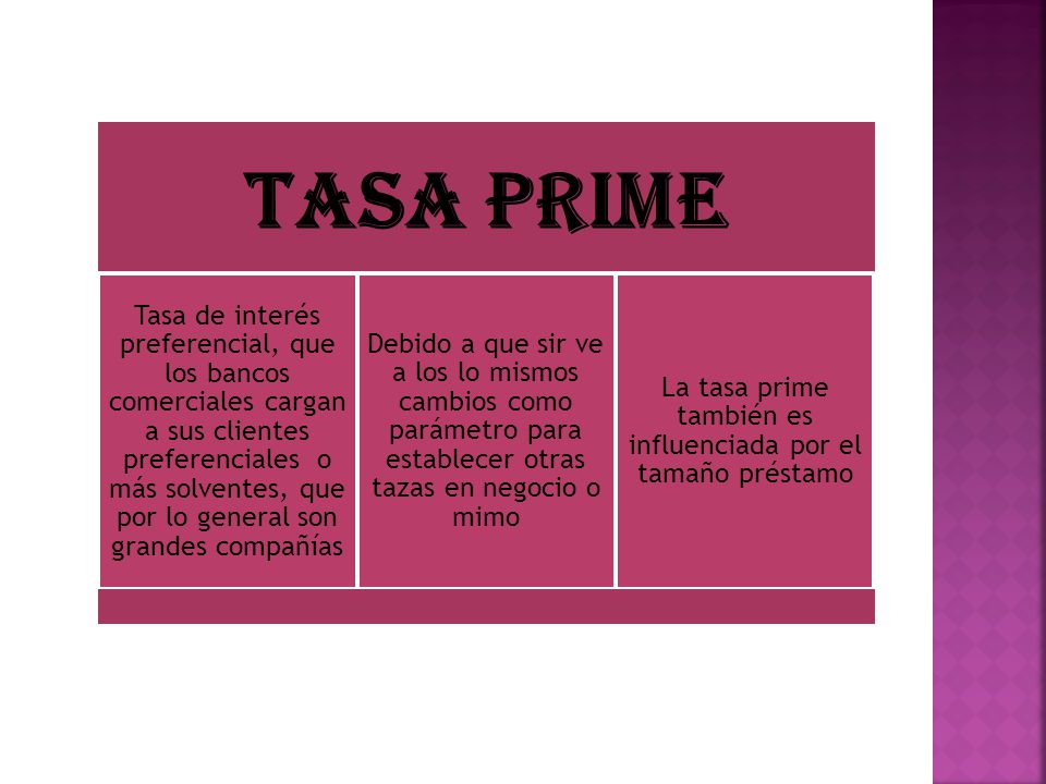 La tasa prime también es influenciada por el tamaño préstamo