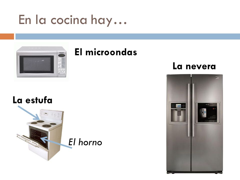 En la cocina hay… El microondas La nevera La estufa El horno