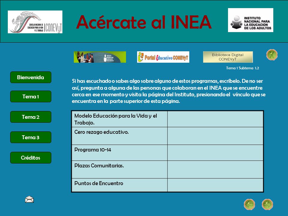 Acércate al INEA Modelo Educación para la Vida y el Trabajo.