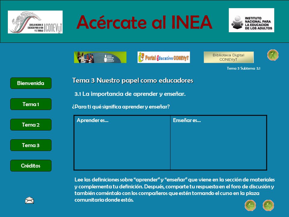 Acércate al INEA Tema 3 Nuestro papel como educadores