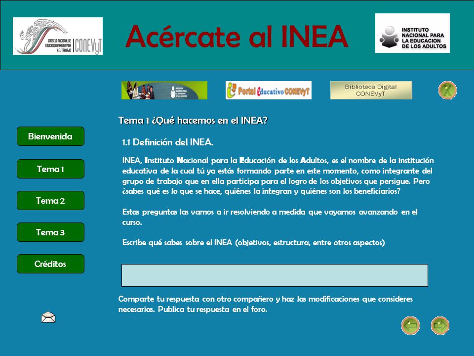 Acércate al INEA Tema 1 ¿Qué hacemos en el INEA