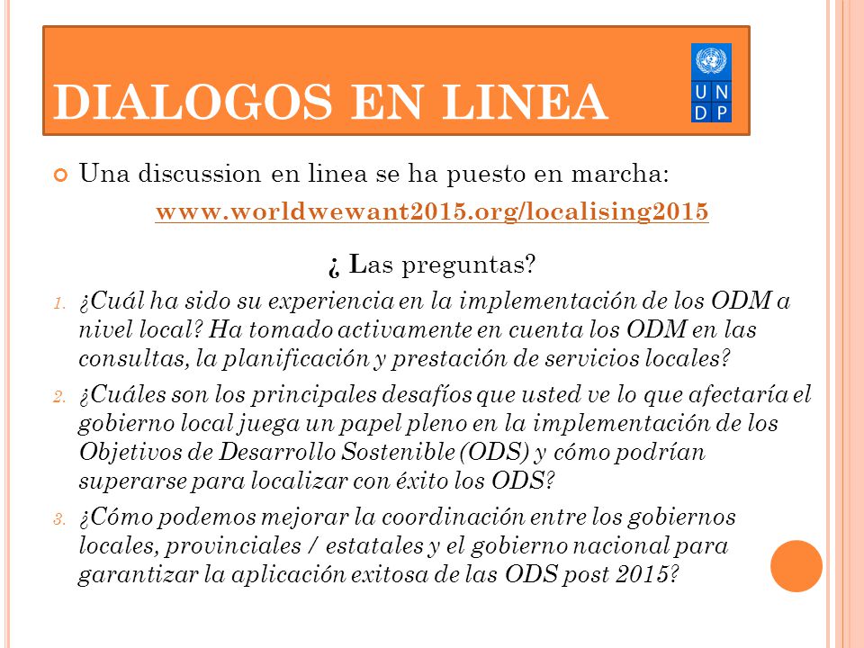 DIALOGOS EN LINEA Una discussion en linea se ha puesto en marcha: