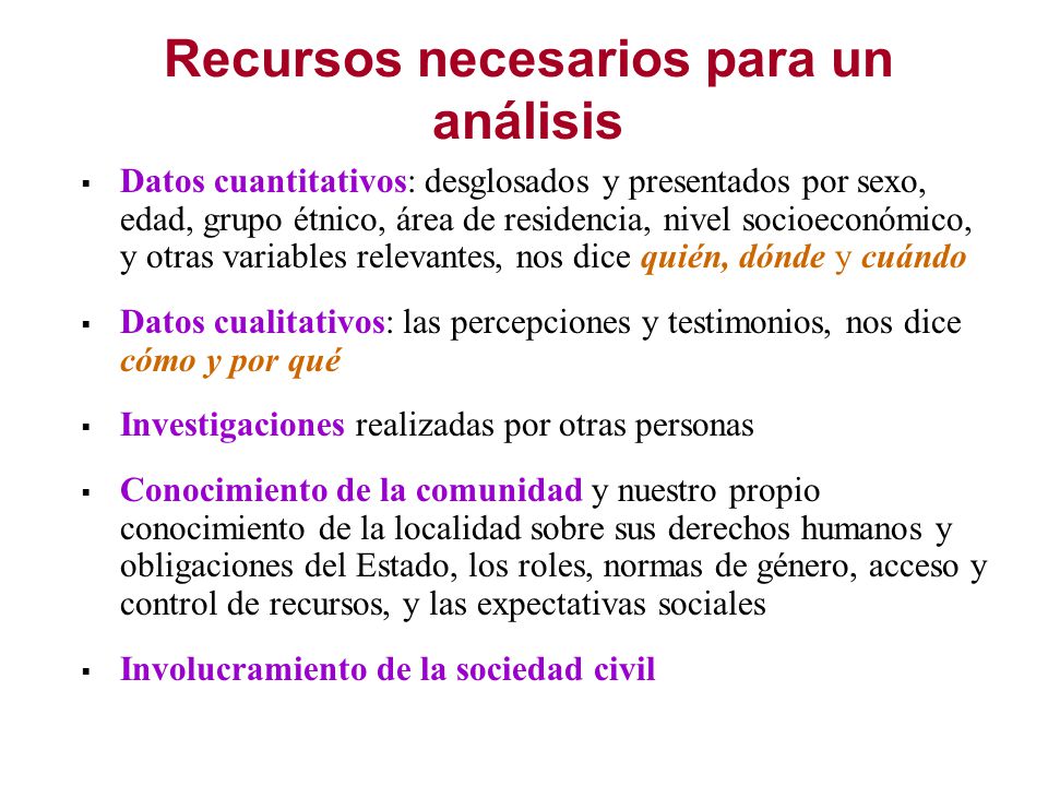 Recursos necesarios para un análisis