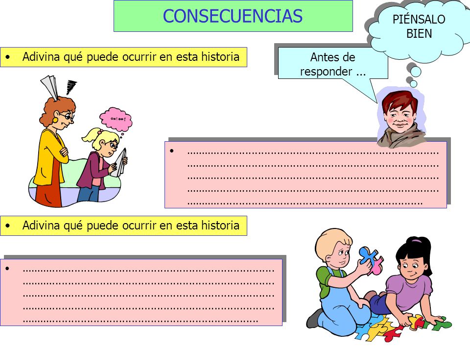 CONSECUENCIAS PIÉNSALO BIEN Adivina qué puede ocurrir en esta historia