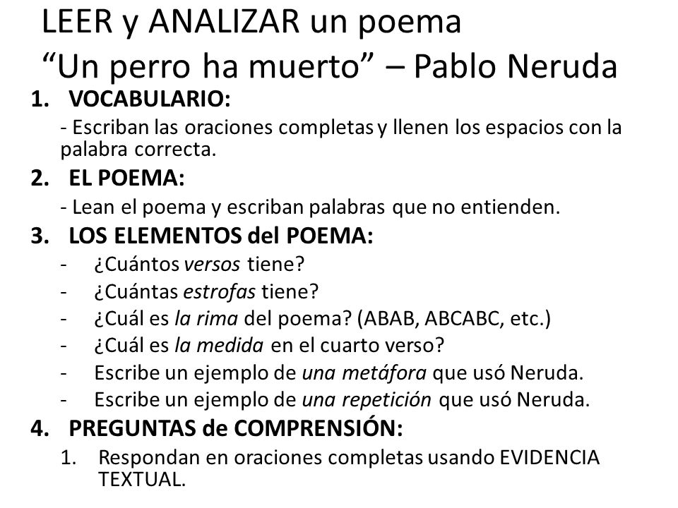 LEER y ANALIZAR un poema Un perro ha muerto – Pablo Neruda