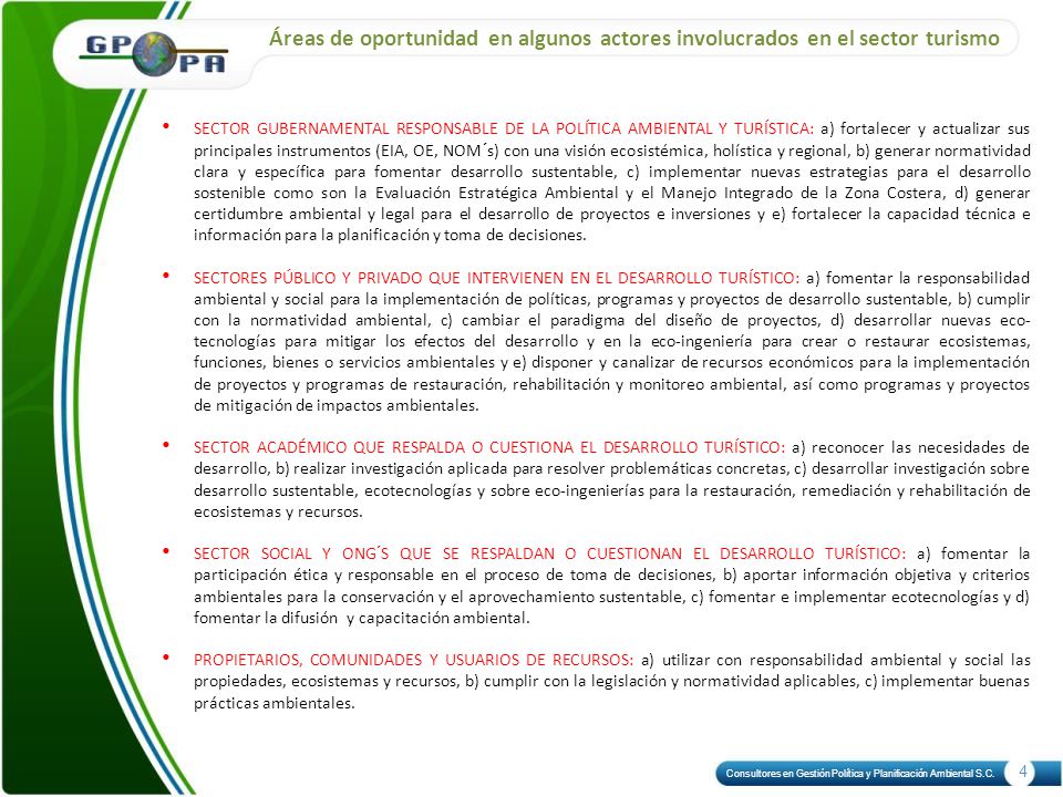 Áreas de oportunidad en algunos actores involucrados en el sector turismo