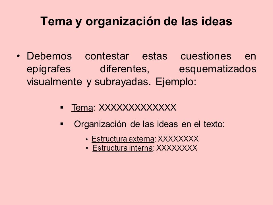 Tema y organización de las ideas