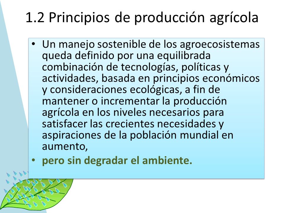 1.2 Principios de producción agrícola