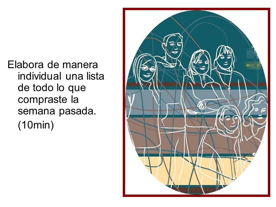Elabora de manera individual una lista de todo lo que compraste la semana pasada.