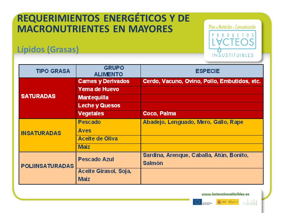 REQUERIMIENTOS ENERGÉTICOS Y DE MACRONUTRIENTES EN MAYORES Lípidos (Grasas)