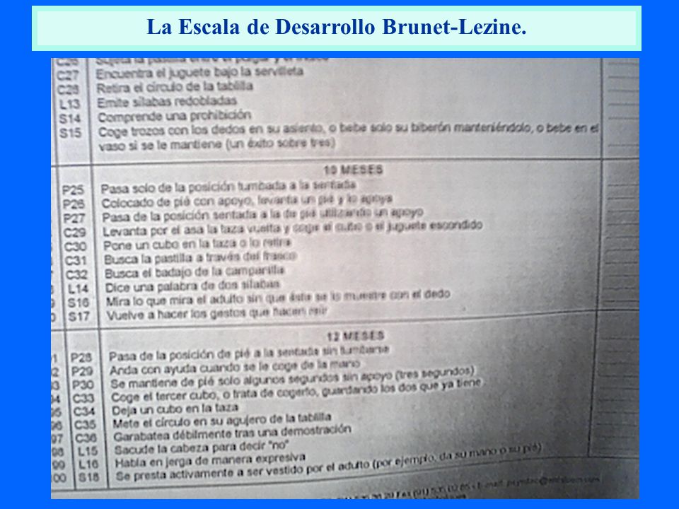 La Escala de Desarrollo Brunet-Lezine.
