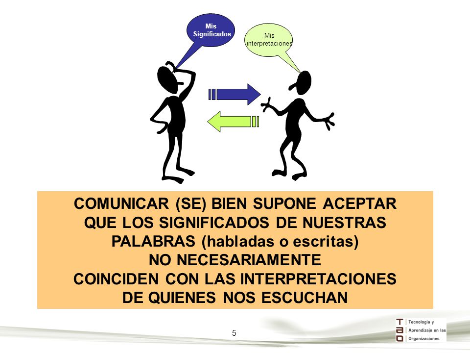 COMUNICAR (SE) BIEN SUPONE ACEPTAR QUE LOS SIGNIFICADOS DE NUESTRAS
