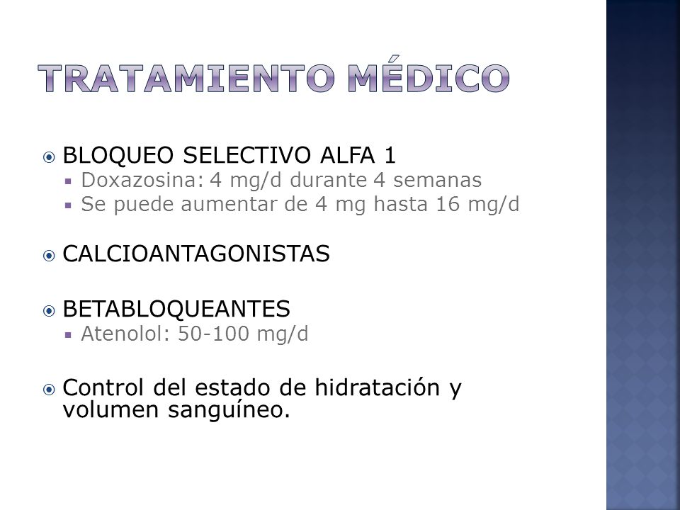 Tratamiento médico BLOQUEO SELECTIVO ALFA 1 CALCIOANTAGONISTAS