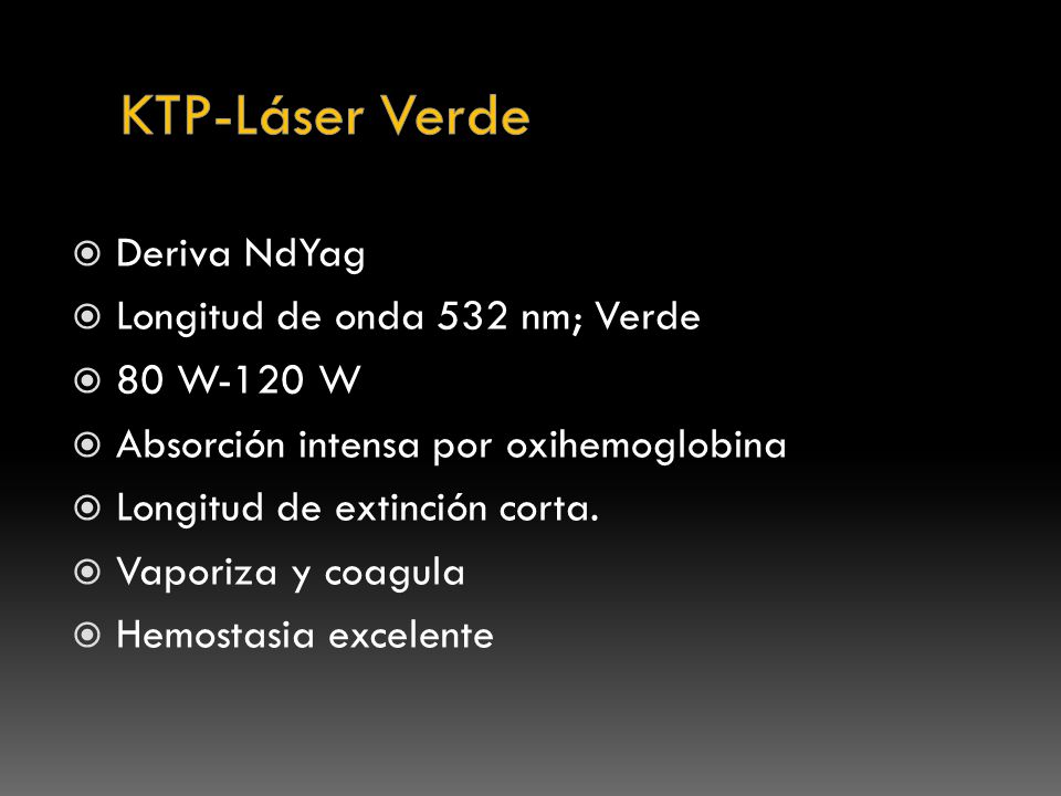 KTP-Láser Verde Deriva NdYag Longitud de onda 532 nm; Verde 80 W-120 W