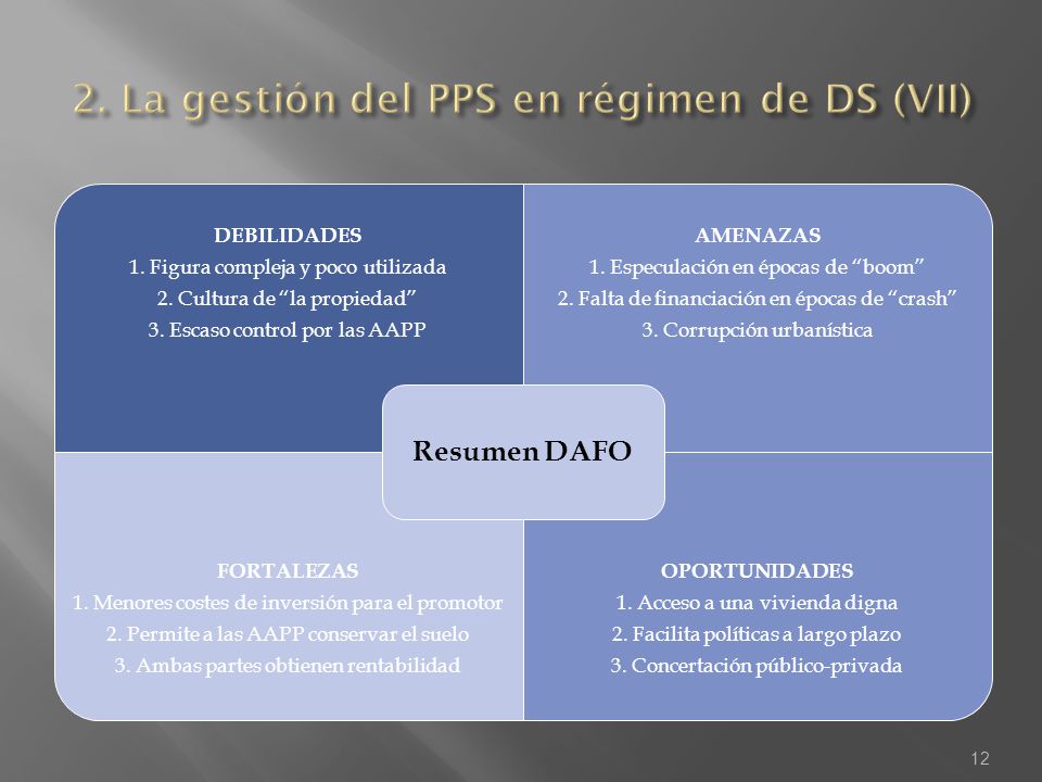 2. La gestión del PPS en régimen de DS (VII)