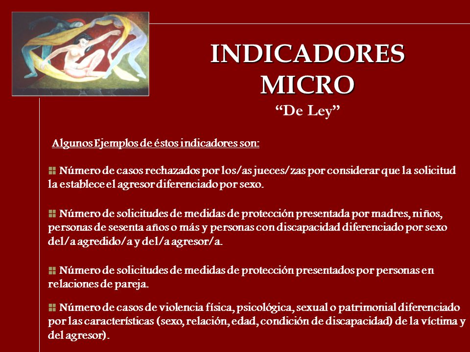 INDICADORES MICRO De Ley Algunos Ejemplos de éstos indicadores son: