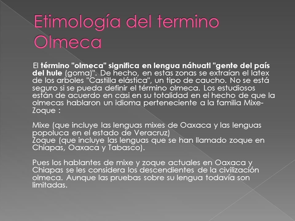 Etimología del termino Olmeca