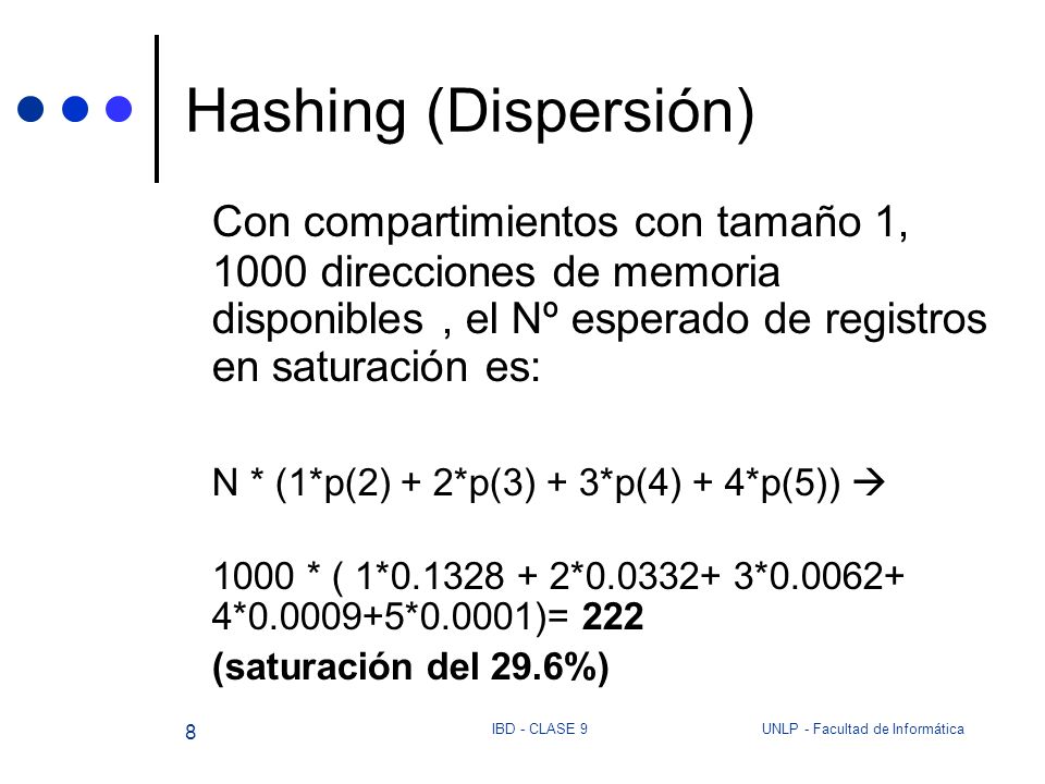 Hashing (Dispersión) Con compartimientos con tamaño 1, 1000 direcciones de memoria disponibles , el Nº esperado de registros en saturación es: