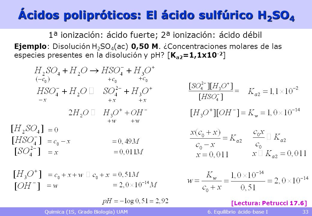 Ácidos polipróticos: El ácido sulfúrico H2SO4