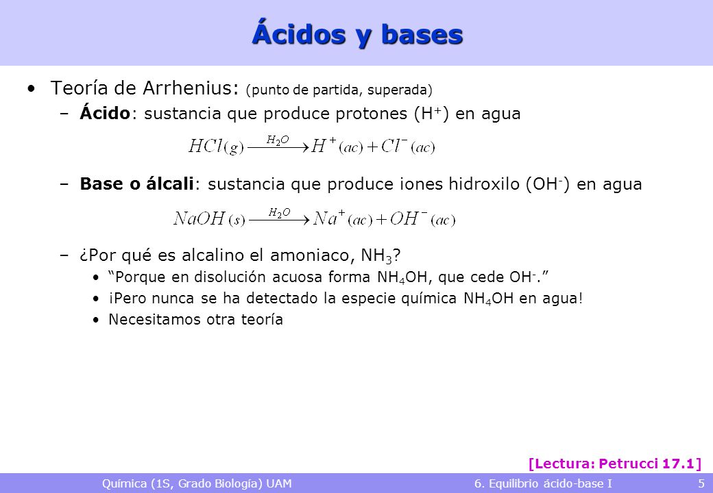 Química (1S, Grado Biología) UAM 6. Equilibrio ácido-base I