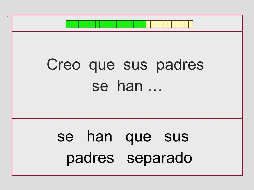 1 Creo que sus padres se han … se han que sus padres separado