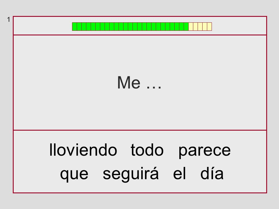 1 Me … lloviendo todo parece que seguirá el día