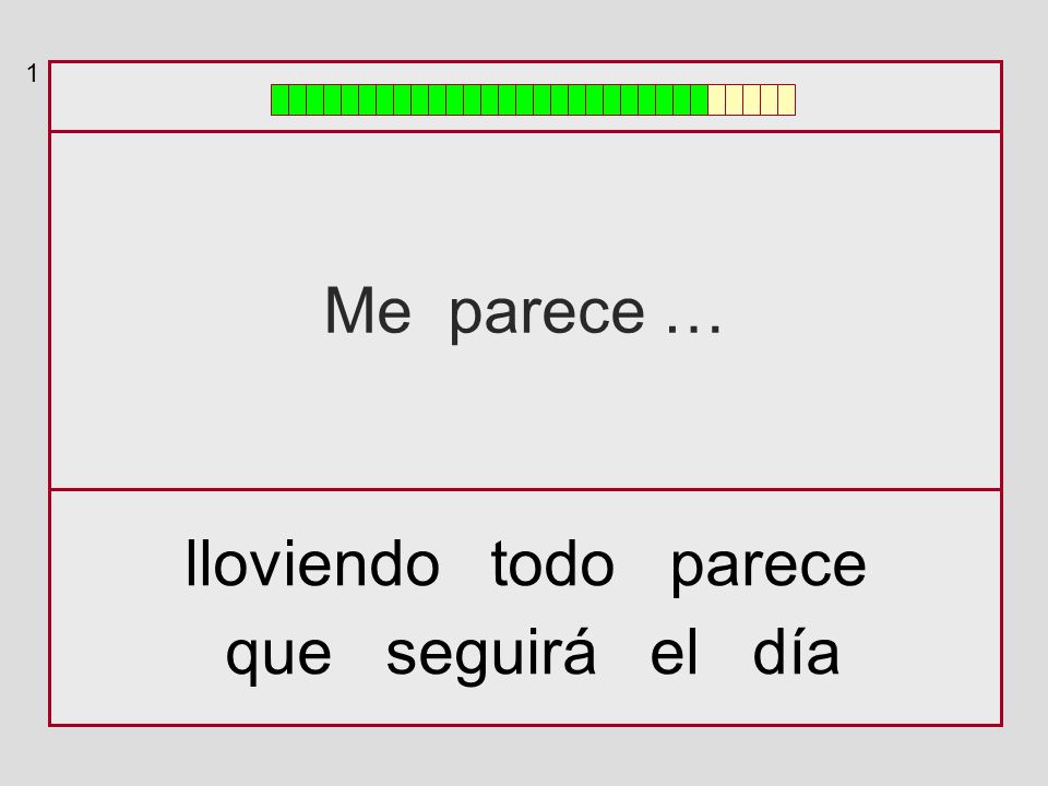1 Me parece … lloviendo todo parece que seguirá el día