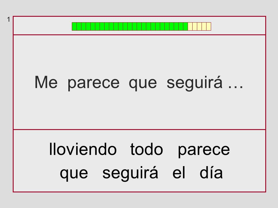 1 Me parece que seguirá … lloviendo todo parece que seguirá el día