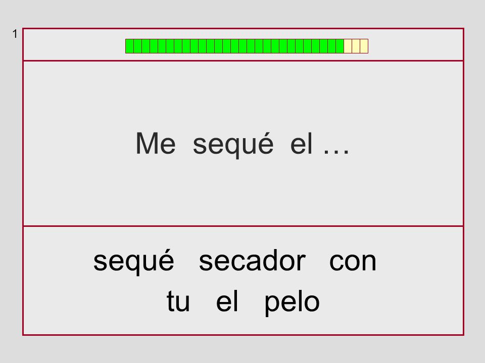 1 Me sequé el … sequé secador con tu el pelo