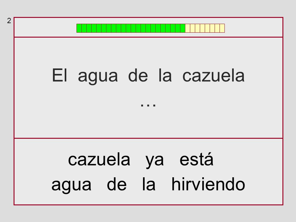 2 El agua de la cazuela … cazuela ya está agua de la hirviendo