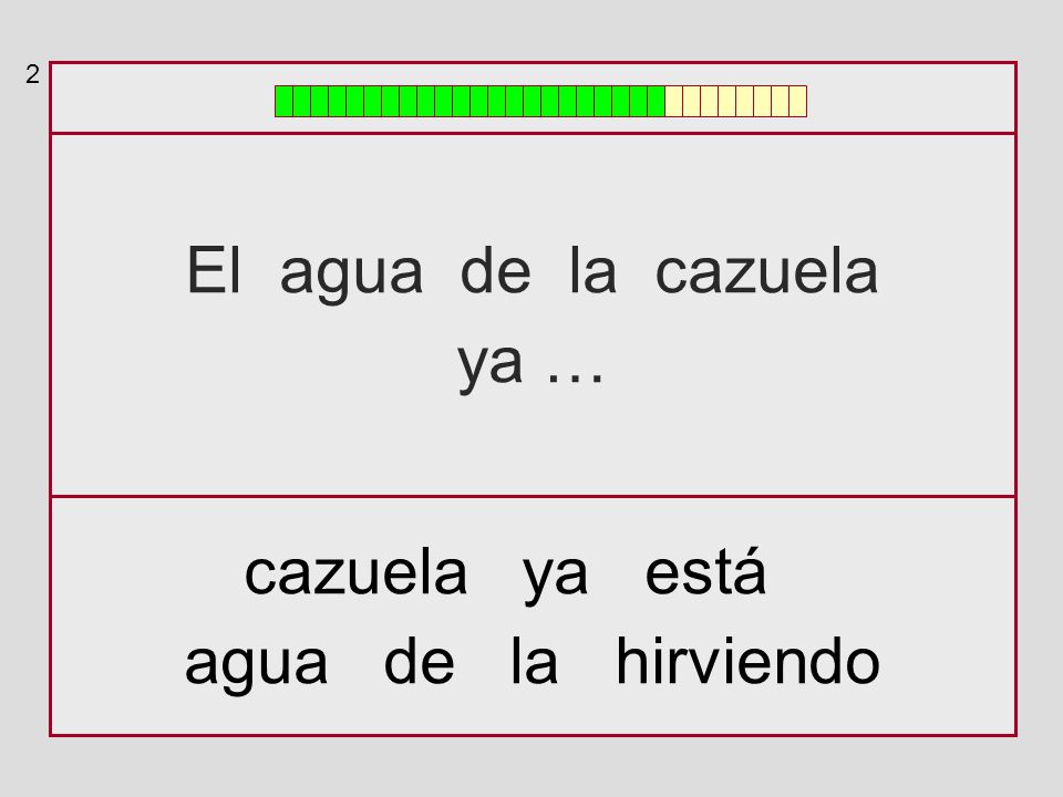 2 El agua de la cazuela ya … cazuela ya está agua de la hirviendo