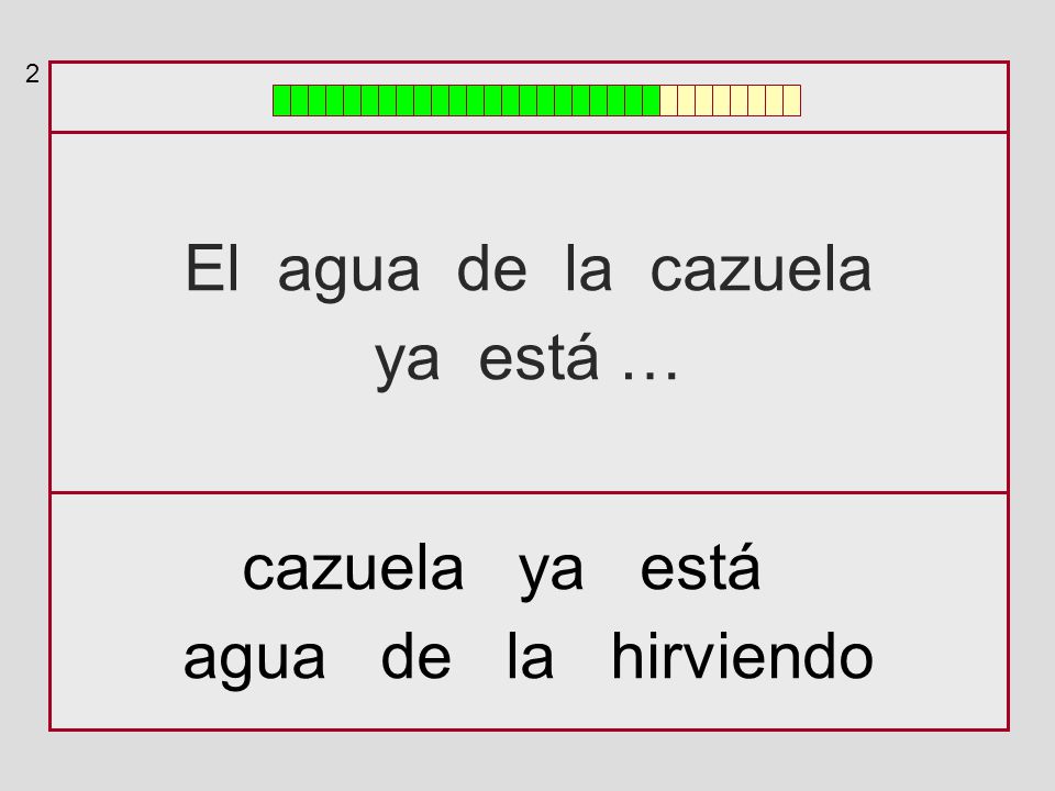 2 El agua de la cazuela ya está … cazuela ya está agua de la hirviendo