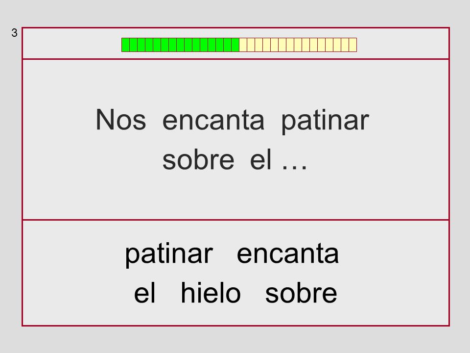 3 Nos encanta patinar sobre el … patinar encanta el hielo sobre