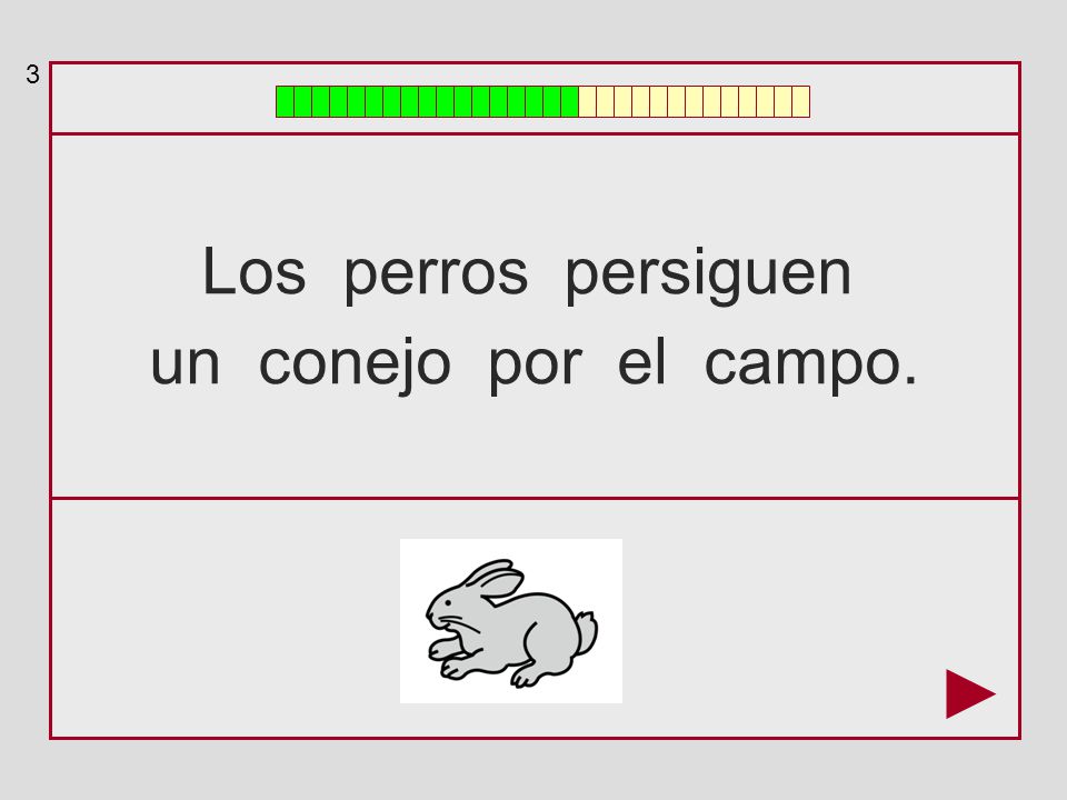 3 Los perros persiguen un conejo por el campo.