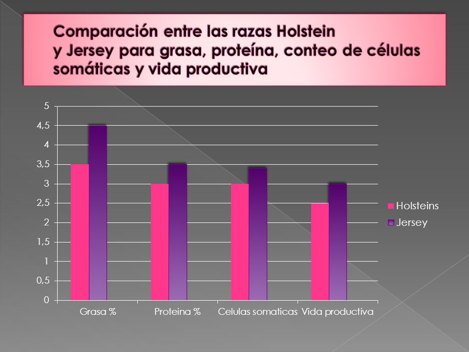 Comparación entre las razas Holstein y Jersey para grasa, proteína, conteo de células somáticas y vida productiva