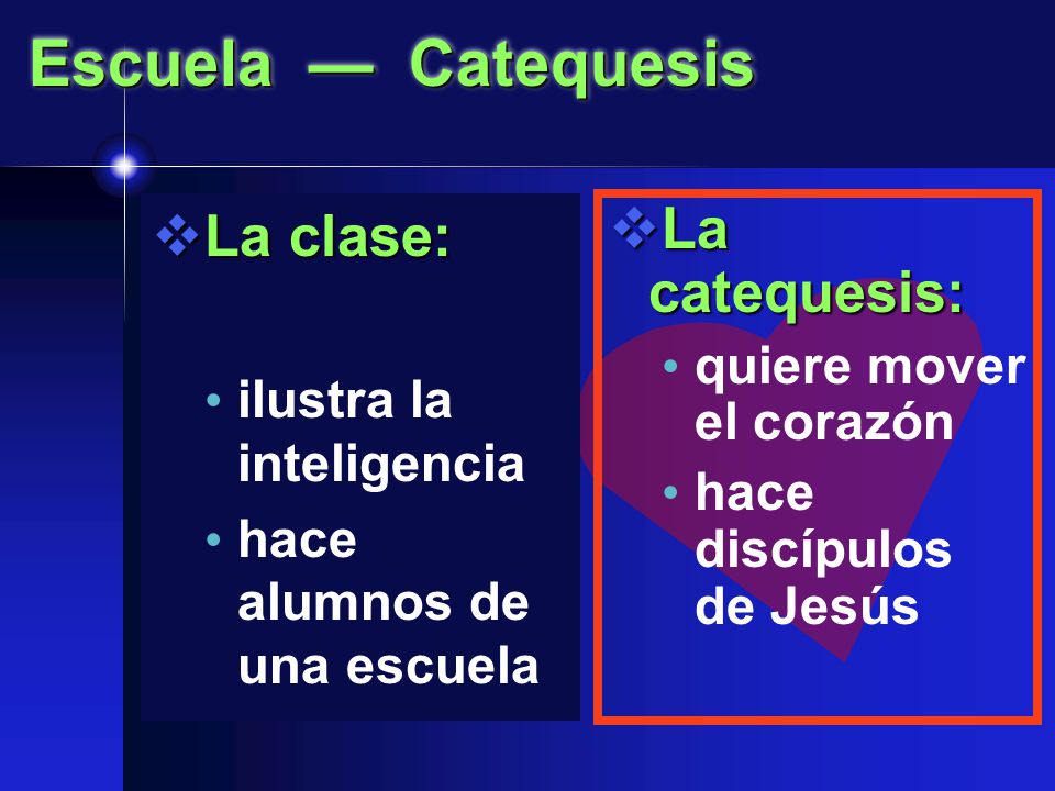 Escuela — Catequesis La clase: La catequesis: quiere mover el corazón