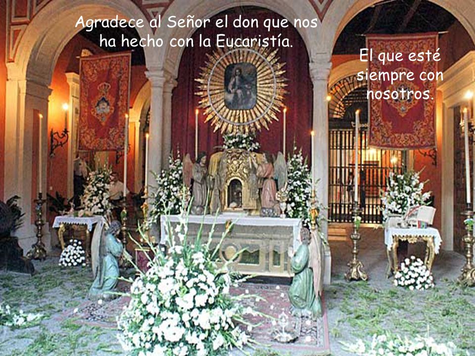 Agradece al Señor el don que nos ha hecho con la Eucaristía.