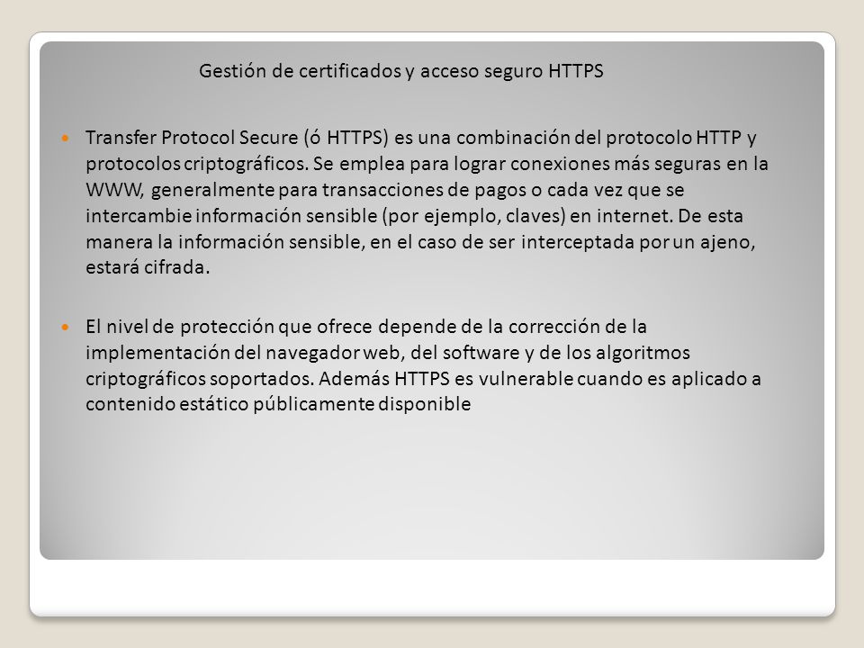 Gestión de certificados y acceso seguro HTTPS