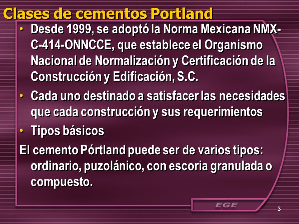 Clases de cementos Portland