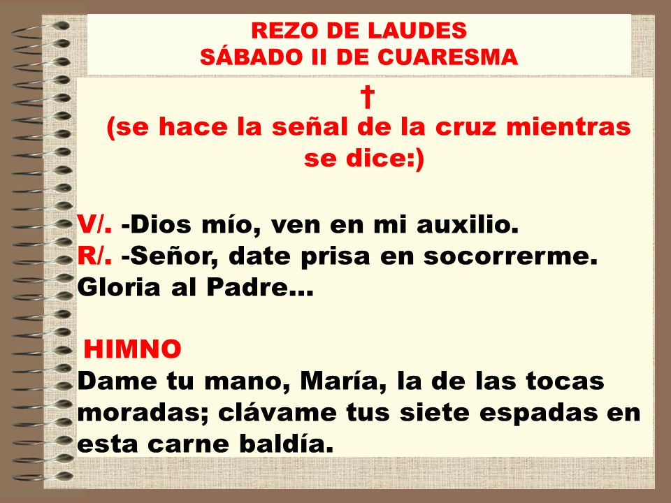 (se hace la señal de la cruz mientras se dice:)