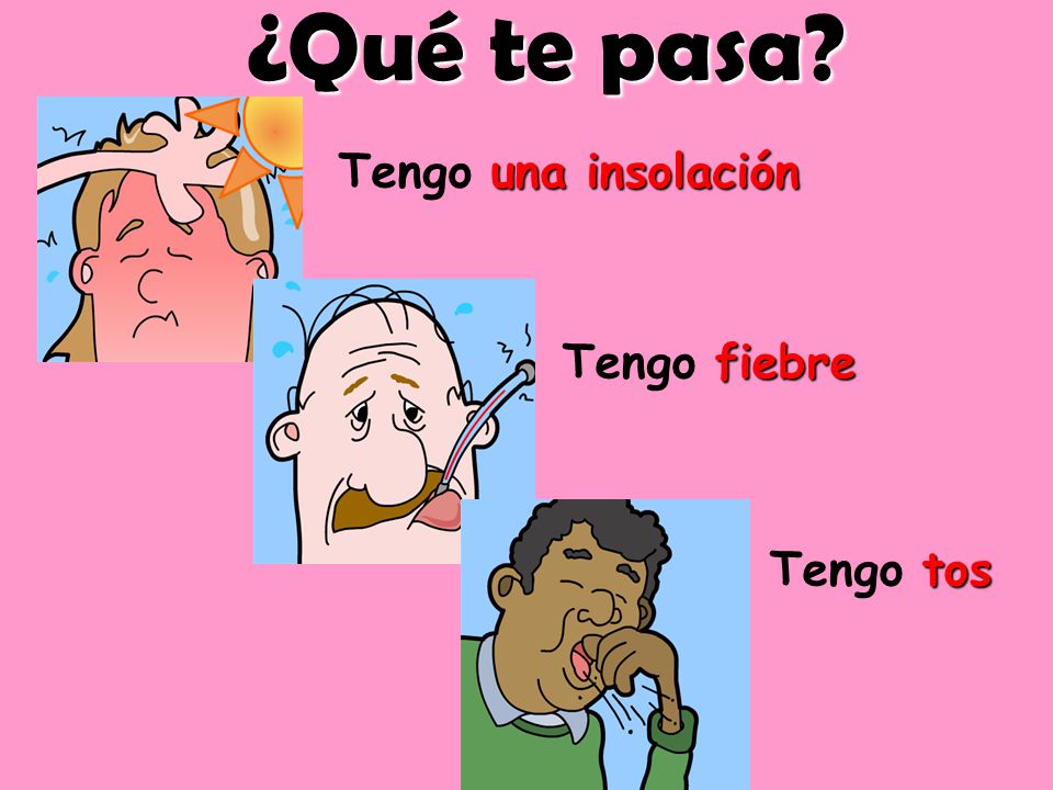 ¿Qué te pasa Tengo una insolación Tengo fiebre Tengo tos