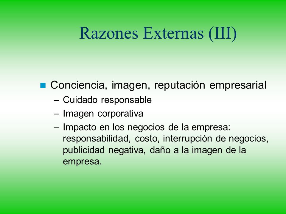Razones Externas (III)