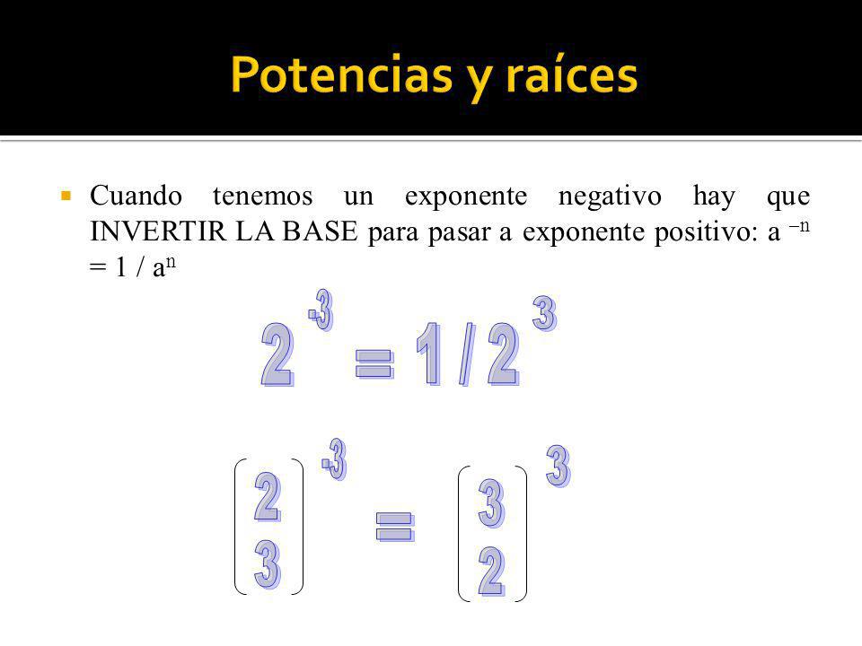 Potencias y raíces 2 1 / = = 3 2