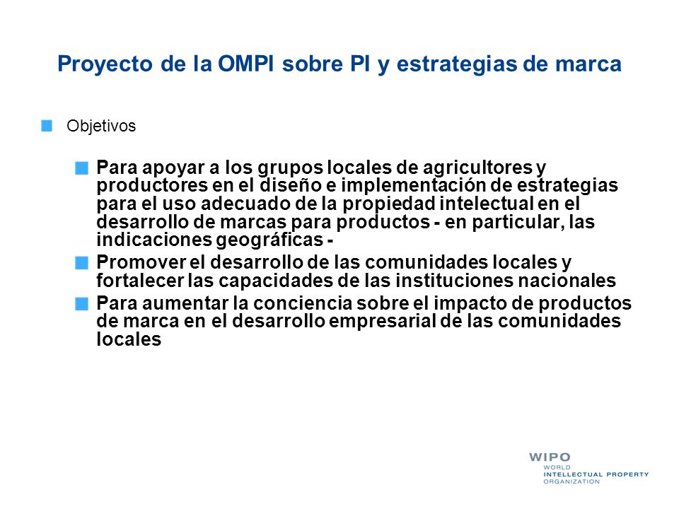 Proyecto de la OMPI sobre PI y estrategias de marca