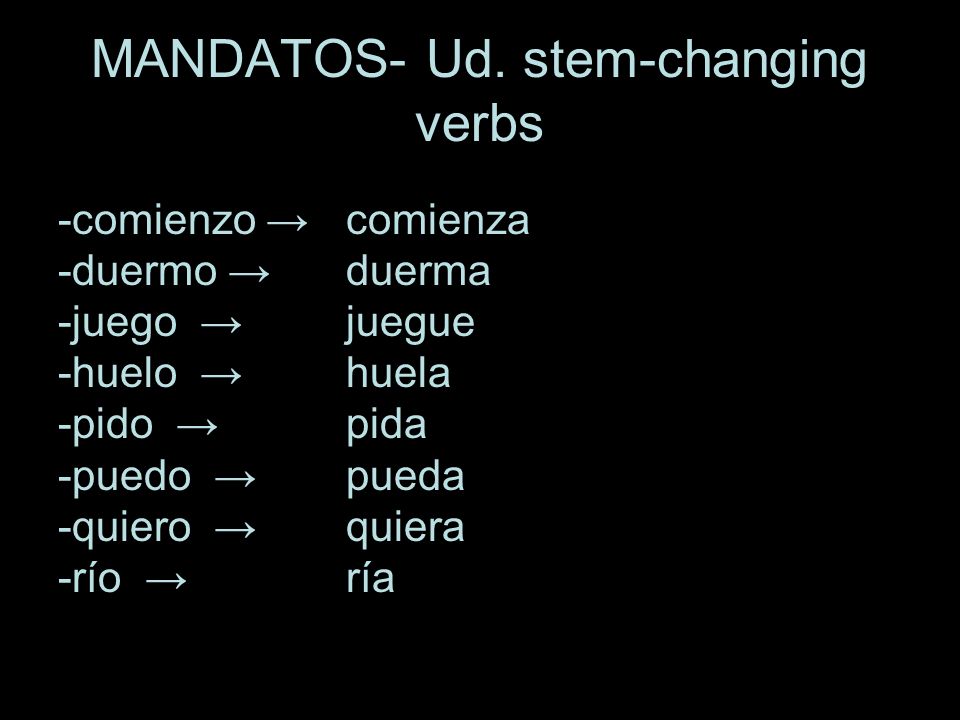 MANDATOS- Ud. stem-changing verbs