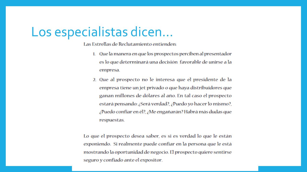 Los especialistas dicen…