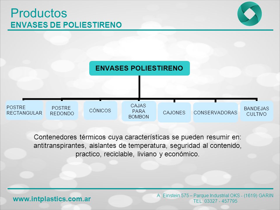 Productos ENVASES DE POLIESTIRENO